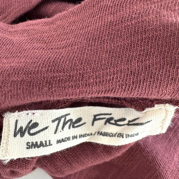 Free People We The Free Woomens Hooked On You Top Size S Cotton Embroid Burgundy - Picture 4 of 11